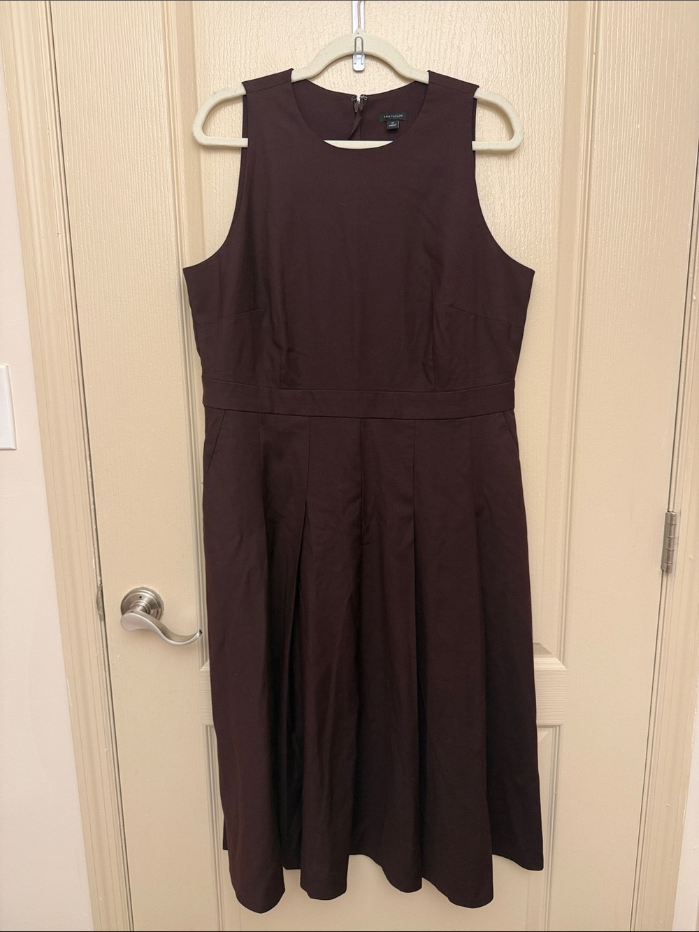 Ann Taylor Dark Brown Sleeveless Fit-and-Flare Dress